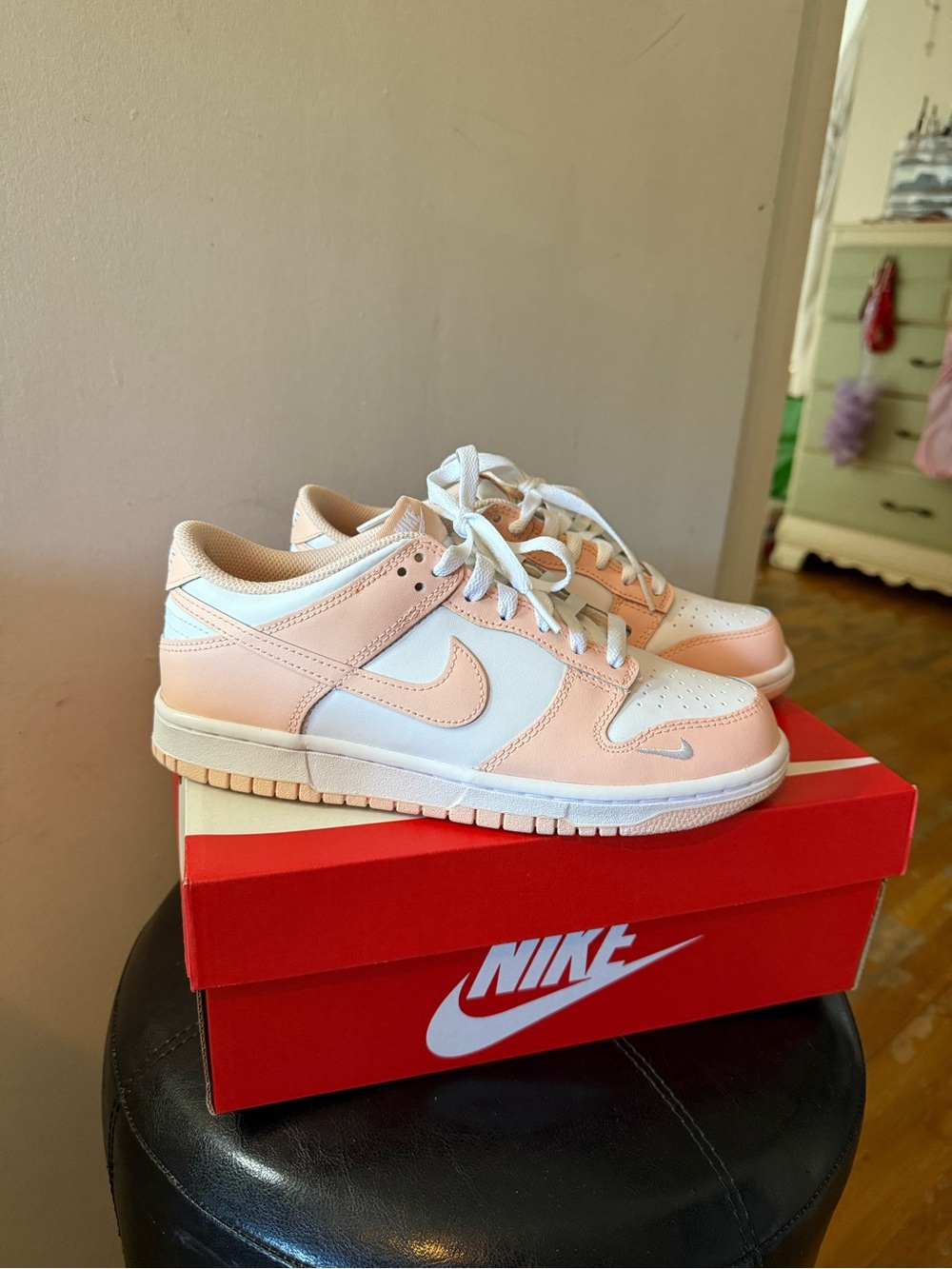Nike Dunks Sneakers in Coral Pink and White